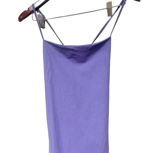 Zara Midi Length Strappy Back Drape Neck Purple Dress Back Tie Date Night Size M - Picture 3 of 12